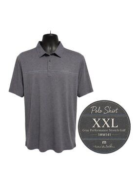 TravisMathew XXL Polo Gray Stripe Stretch Golf Shirt 1MW141